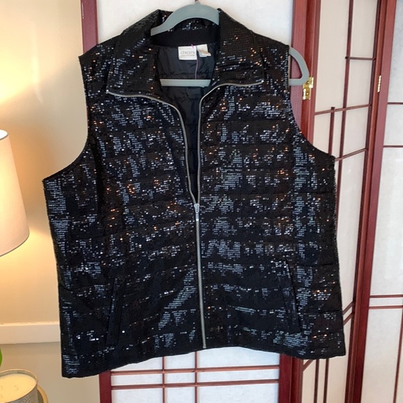 Chico’s XL Sequined Vest In EUC - Picture 1 of 6